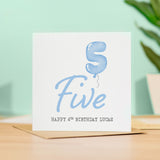 Personalisable 5th Birthday Card For Boy Five Year Old Birthday Card Custom Card For Fifth Birthday For Boy Happy 5th Birthday Card