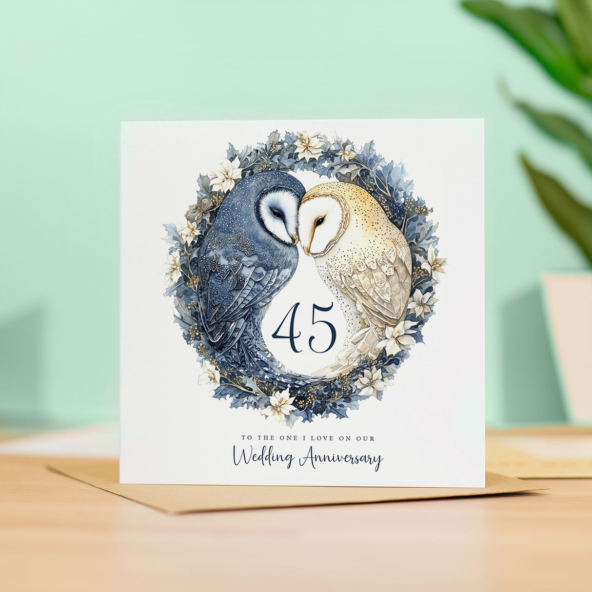 45th Wedding Anniversary Card Pretty Owl Design 45 Year Anniversary Sapphire Wedding Anniversary Card