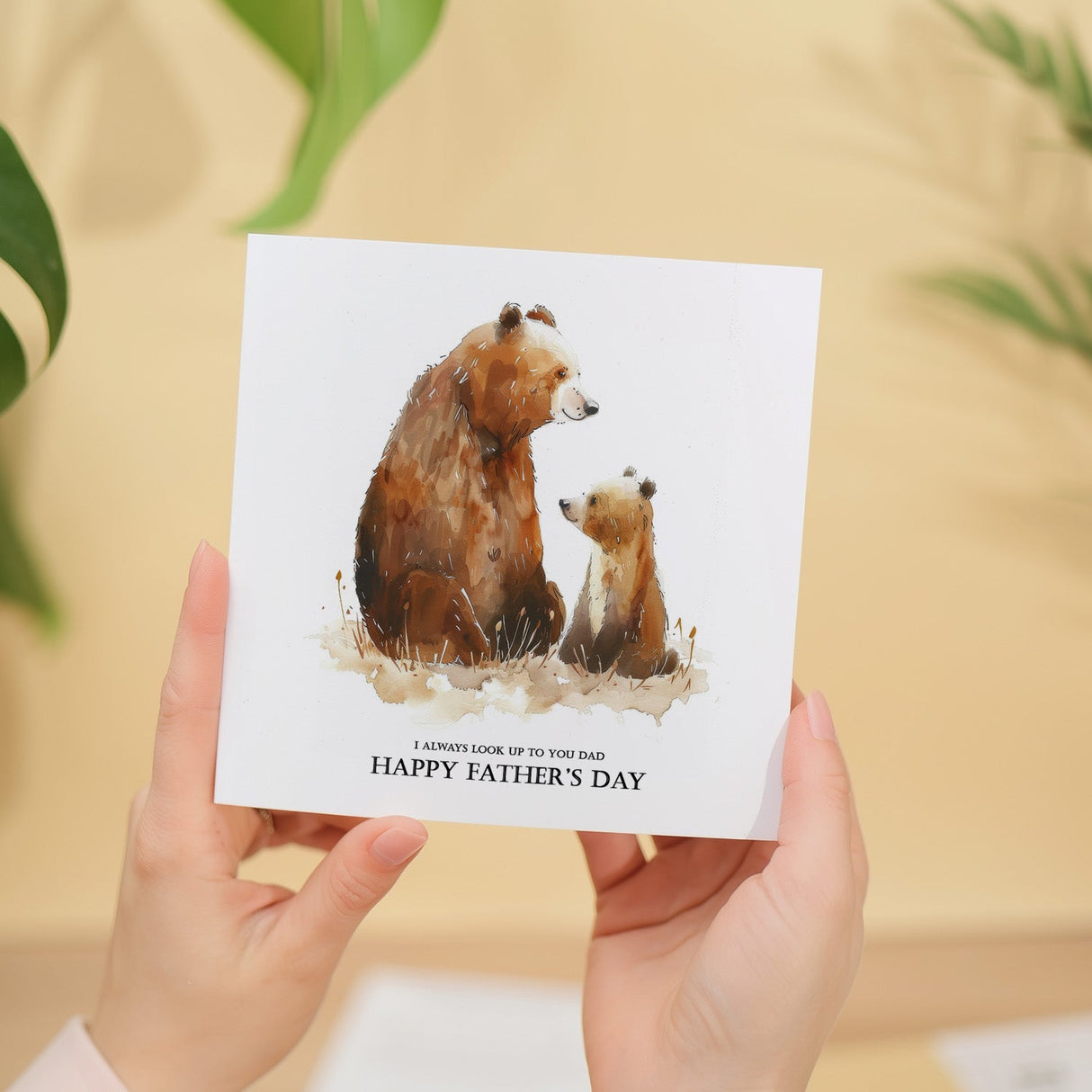 Father's Day Card For Dad Bear and Cub Illustration Simple Father's Day Card I always look up to you Dad Father's Day Gift