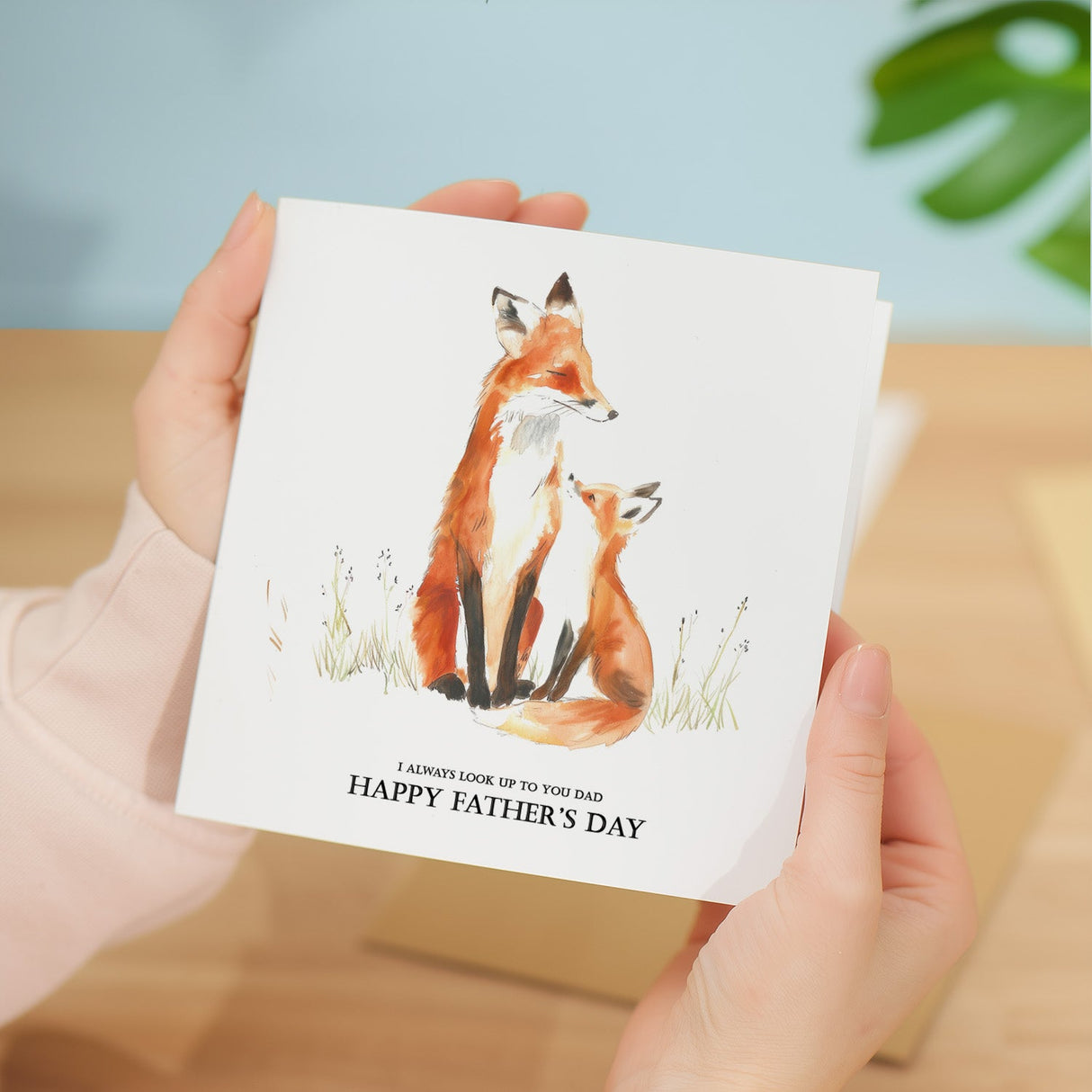 Father's Day Card For Dad Fox and Cub Illustration Simple Father's Day Card I always look up to you Dad Father's Day Gift