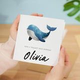 Personalised Children's Birthday Card Whale Childs Birthday Card Cute Whale Birthday Card For Kids Customisable Birthday Card For Children