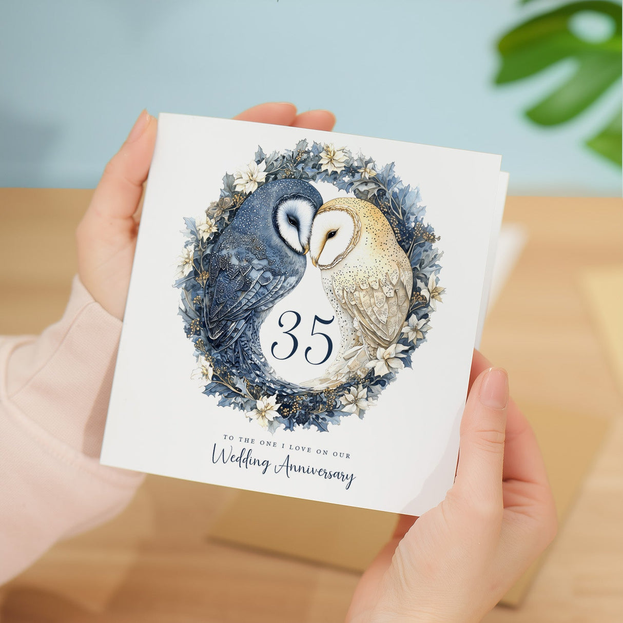 35th Wedding Anniversary Card Pretty Owl Design 35 Year Anniversary Coral Wedding Anniversary Card