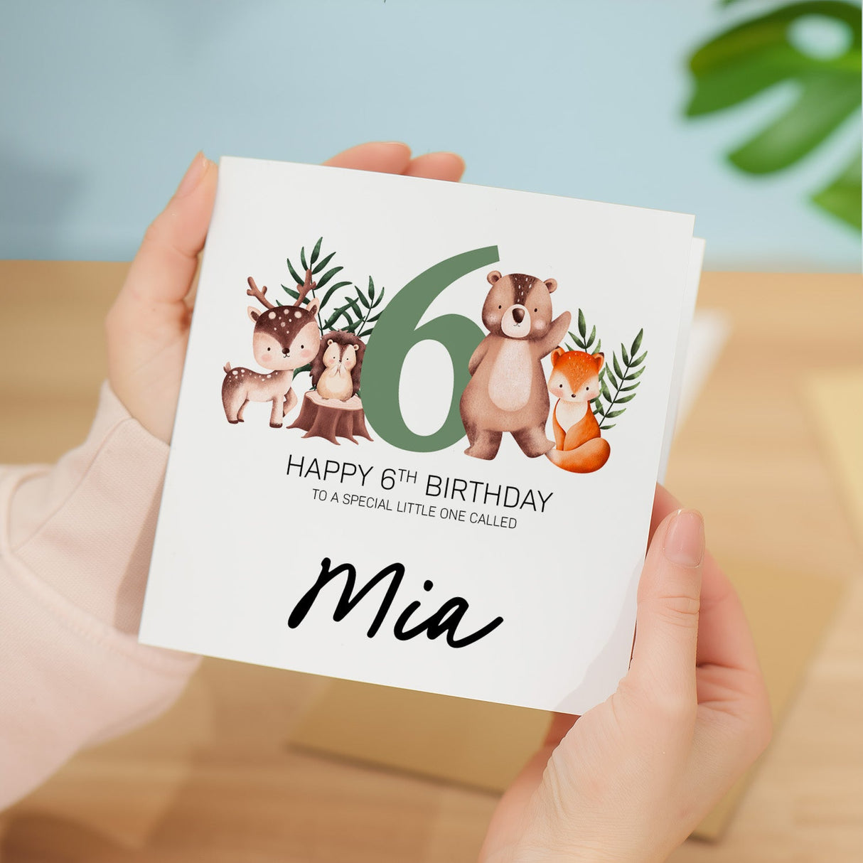 Personalised 6th Birthday Children's Card Woodland Themed Sixth Birthday Card For Boy or Girl Six Years Custom Card