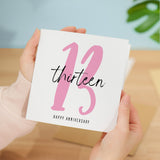 13 Year Anniversary Card For 13th Wedding Anniversary For Him or Her Wife Husband Card For Thirteenth Anniversary