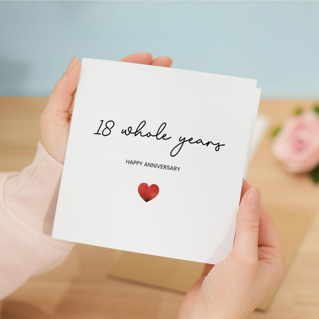 18th Anniversary Card, For Wife, Husband, Girlfriend, Boyfriend