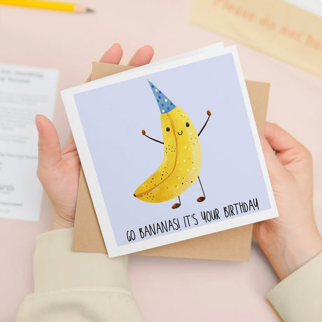 Banana Birthday Card Fun Cute For Him Her Children Adults Boy Girl