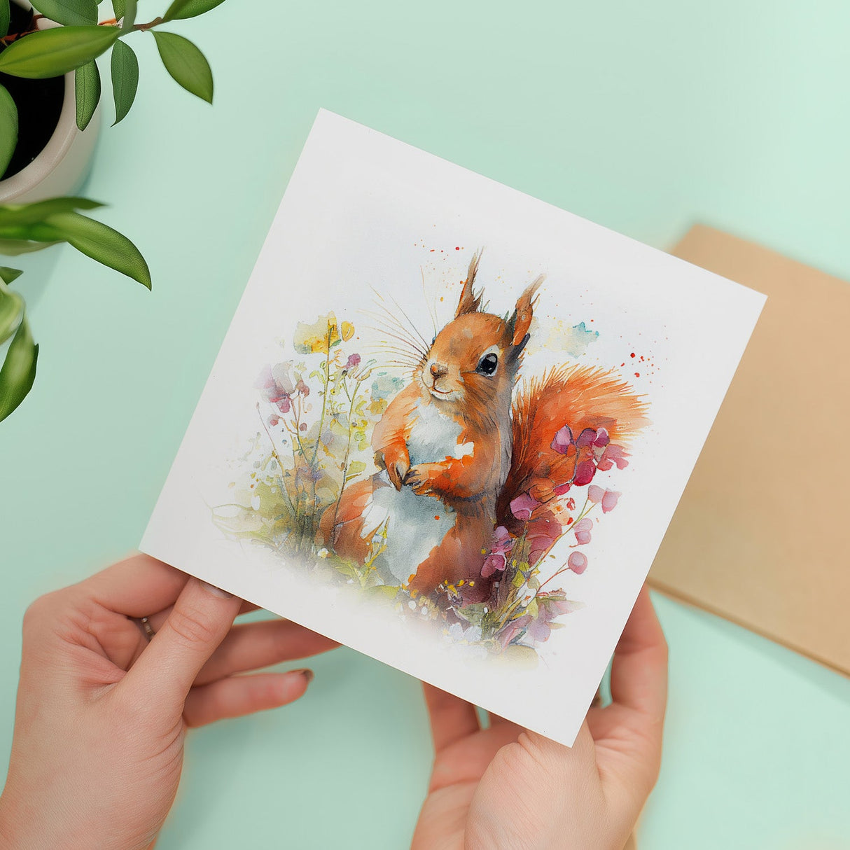 Notelet Card of a Squirrel Any Occasion Card For Her or For Him Card For Birthday or Easter Card Thank You Card