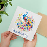 Mother's Day Card For Mum Happy Mother's Day Mothers Day card Mothering Sunday Peacock Flower Mother's Day Card For Mom Mommy Mum Mummy