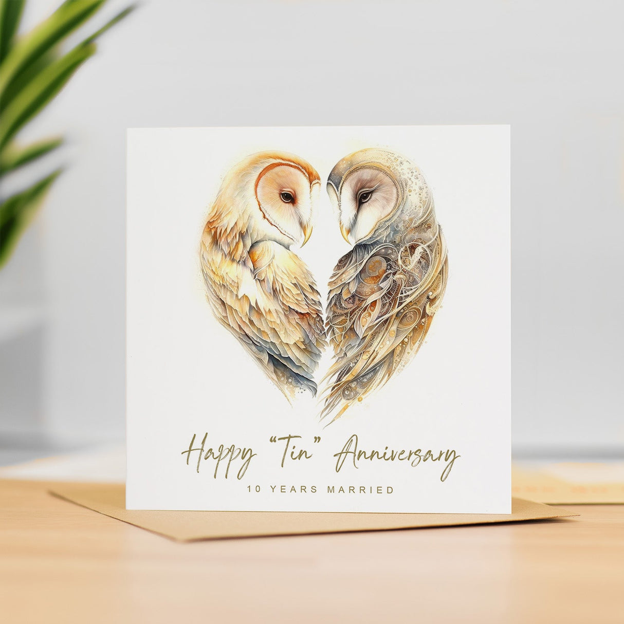 10th Anniversary Card Tin Anniversary 10 Year Anniversary Card For Husband Owl Anniversary Card For Wife Ten Year Anniversary Card