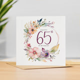 65th Birthday Card For Her Floral Sixty Fifth Birthday Card Sixty Five Card For Mum Gran Grandma Auntie 65 Card For Friend Floral Design