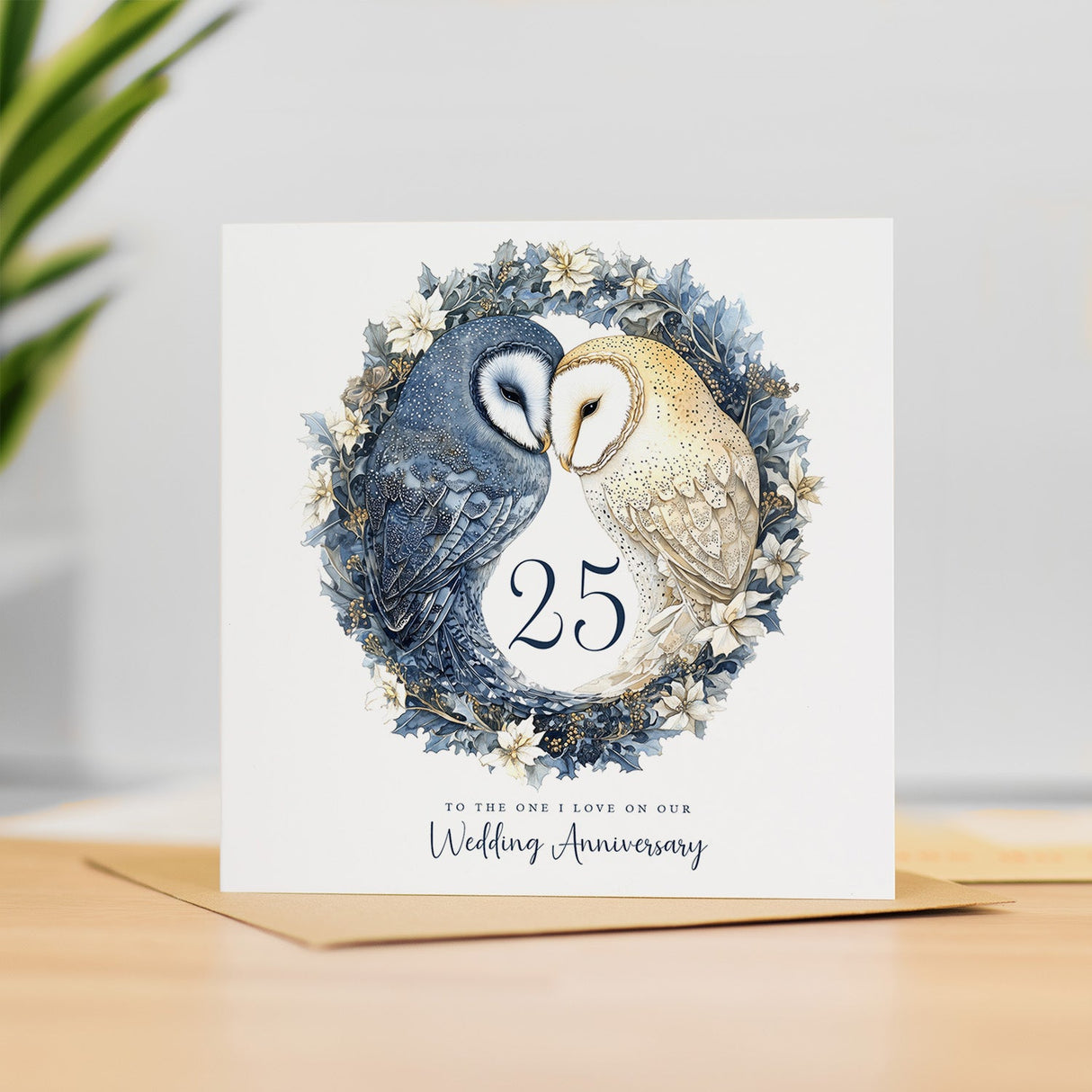 25th Wedding Anniversary Card Pretty Owl Design 25 Year Anniversary Silver Wedding Anniversary Card