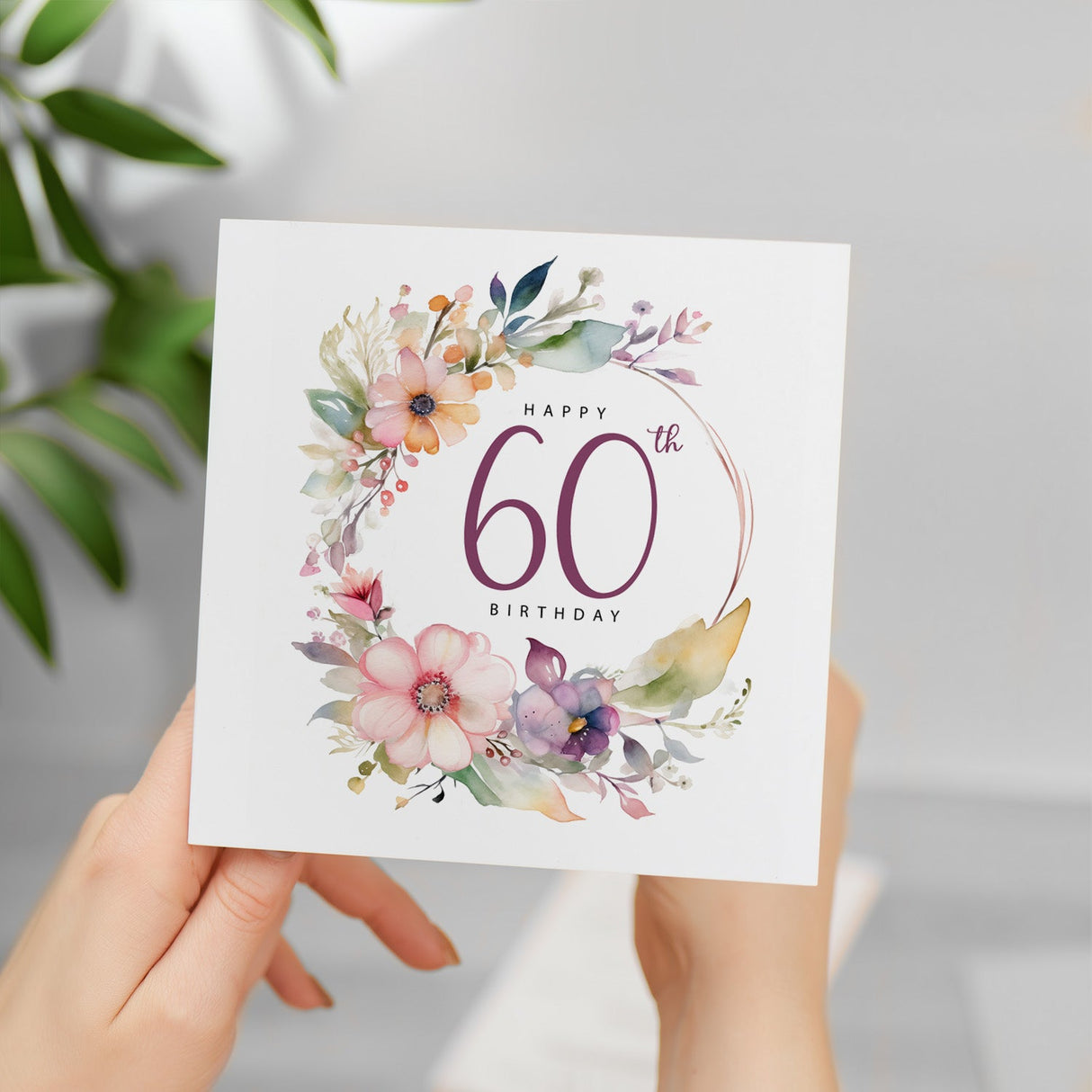 60th Birthday Card For Her Floral Sixtieth Birthday Card Sixty Card For Mum Gran Grandma Auntie 60 Card For Friend Floral Design