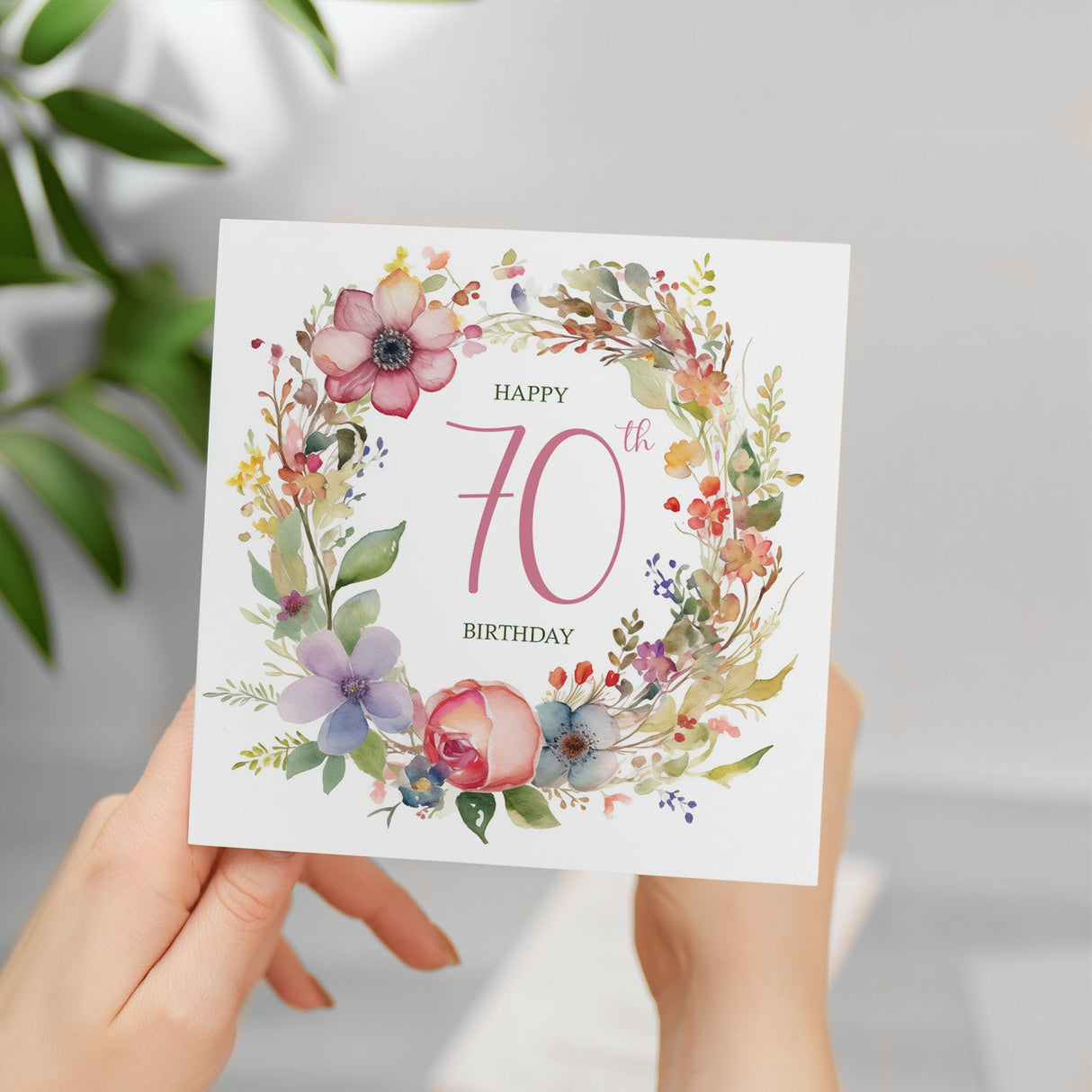 70th Birthday Card With Floral Illustration Pretty Seventy Card For Mum, Gran or Friend Seventieth Birthday Card