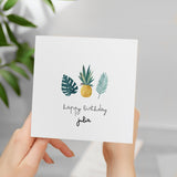 Personalised Card For Him Tropical Themed Happy Birthday Card For Mum, Gran, Auntie, Friend Add Your Own Name Custom Card